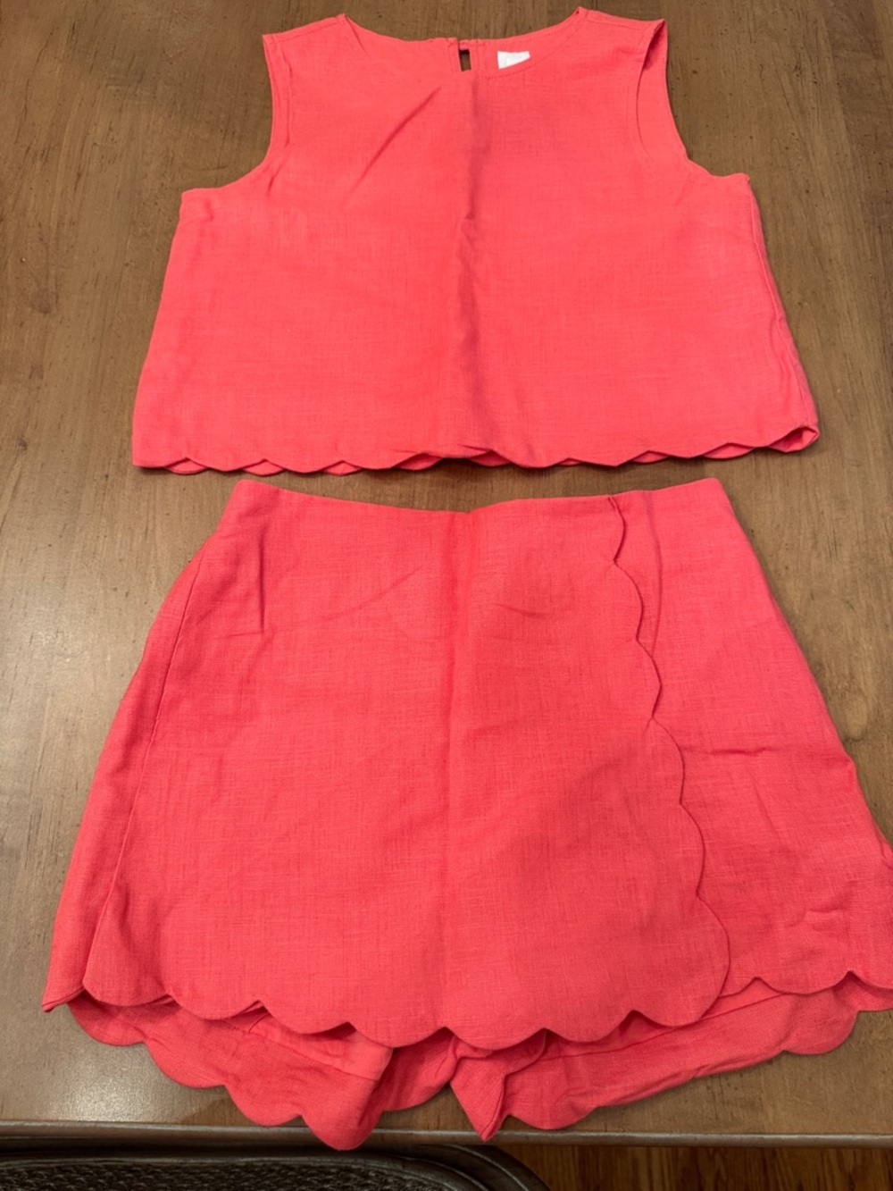 GAP Coral Pink Scalloped Hem Two-Piece Skirt Set